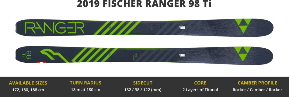 Which Skis Should I Buy? Comparing All Mountain Skis in the 100mm Range - 2019 Edition: 2019 Fischer Ranger 98 Ti Ski Image