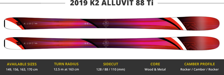 Which Skis Should I Buy? Comparing Women's All Mountain Skis in the 90mm Range - 2019 Edition: 2019 K2 Alluvit 88 Ti Ski Image